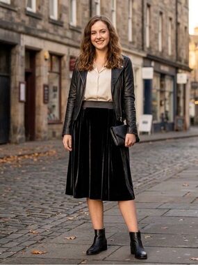 Plus size Black Velvet and Satin Skirt